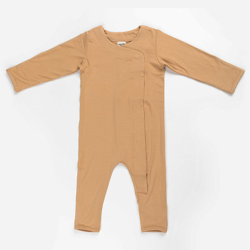 Ponchik Babies + Kids Magnetischer Bambus-Body - Toffee - 6-12m