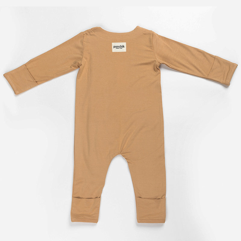 Ponchik Babies + Kids Magnetischer Bambus-Body - Toffee - 6-12m