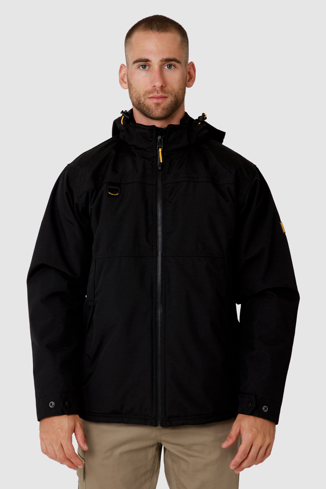 Caterpillar Mens Waterproof Zip Jacket w Hood Chinook CAT Winter Ski in Black - 3XL