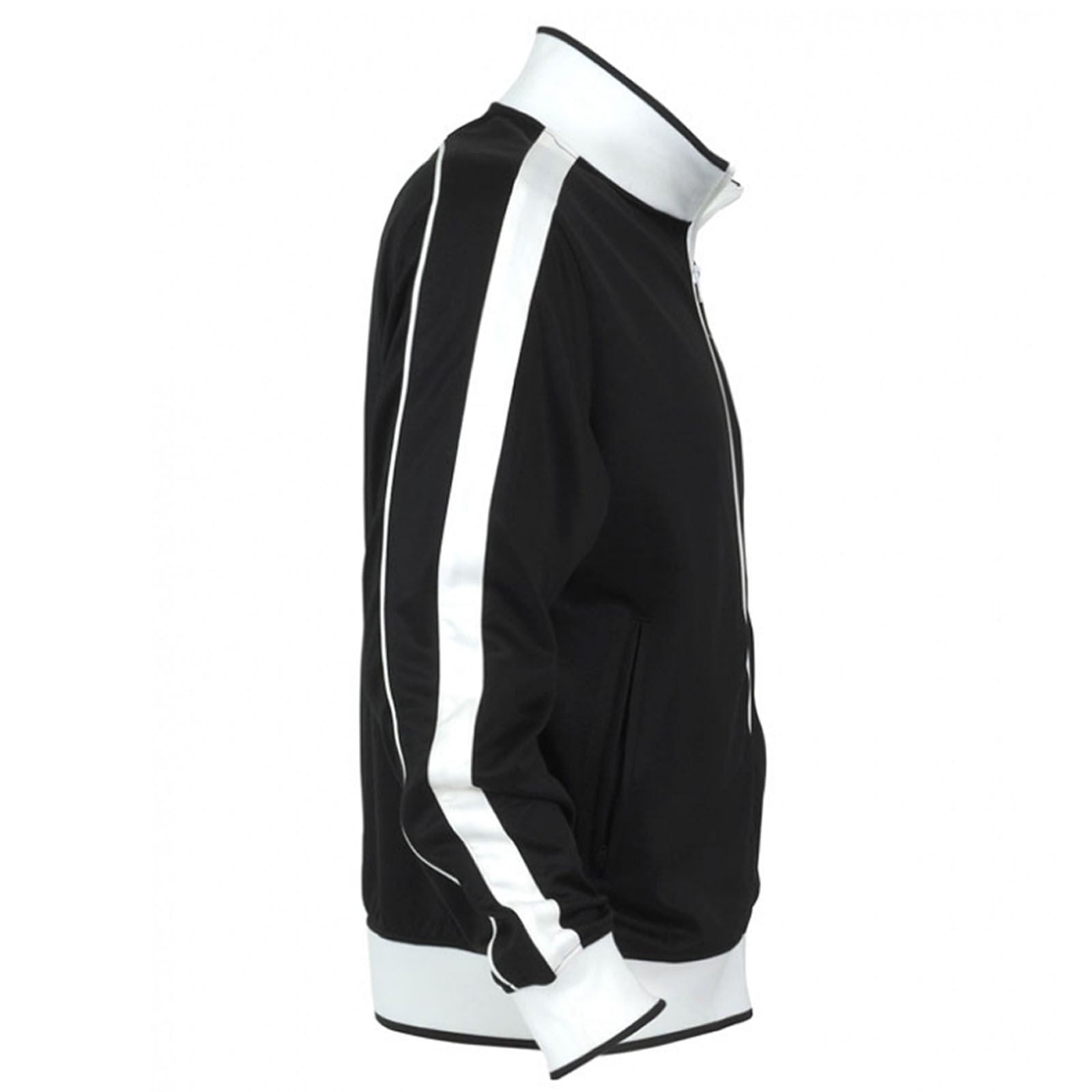 Identitee Herren Varsity Track Top Jacke Trainingsanzug Warmer Winter Pullover Langarm - Schwarz/Weiß - 3XL
