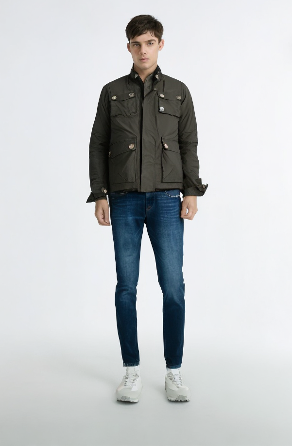 Crosshatch Herren Steppjacke aus Vinyl, warm für den Winter, Modell Joseph - Schwarz - Medium