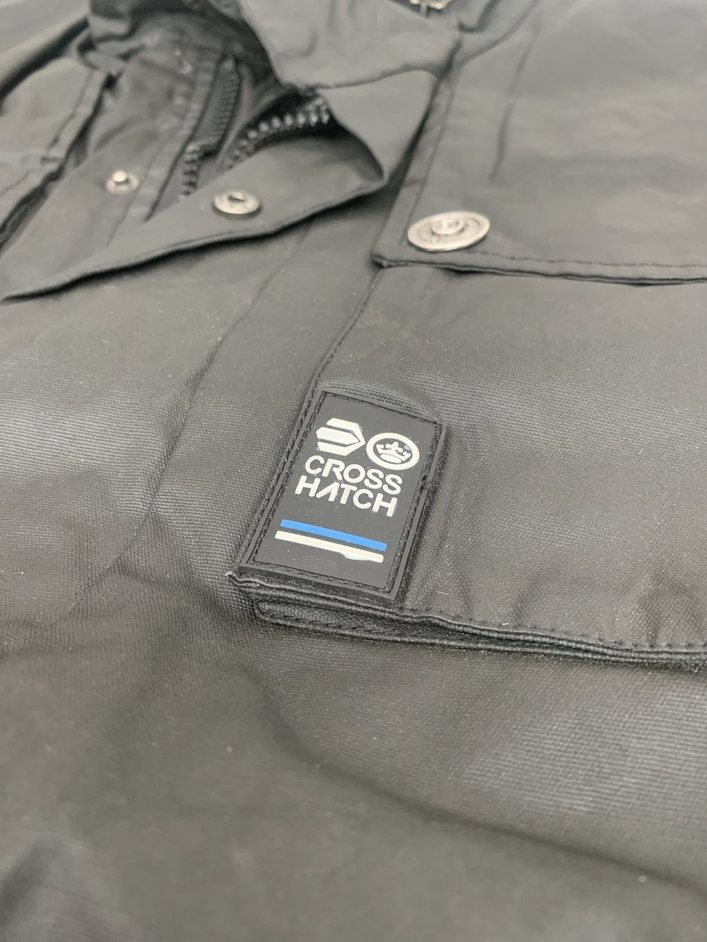 Crosshatch Herren Steppjacke aus Vinyl, warm für den Winter, Modell Joseph - Schwarz - Medium