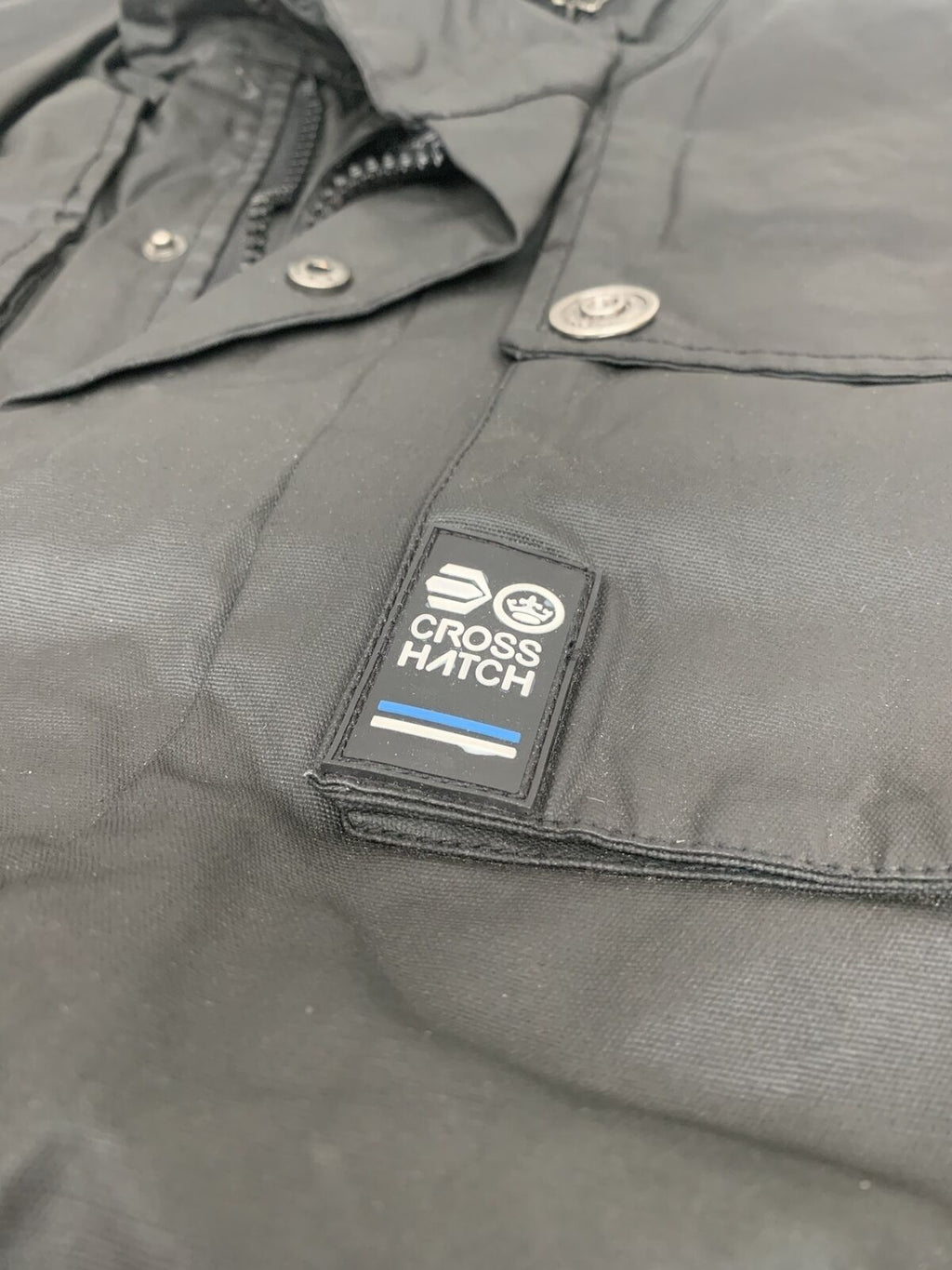 Crosshatch Herren Steppjacke aus Vinyl, warm für den Winter, Modell Joseph - Schwarz - Medium