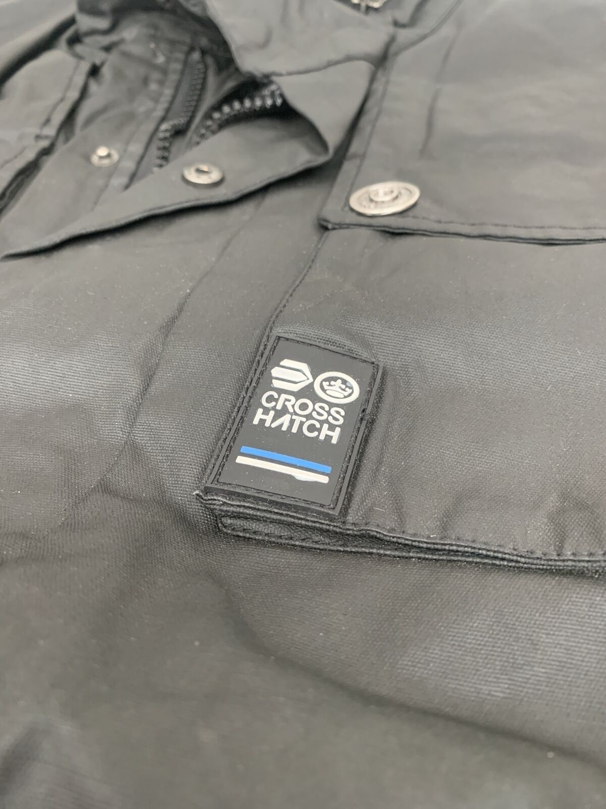 Crosshatch Herren Steppjacke aus Vinyl, warm für den Winter, Modell Joseph - Schwarz - Medium