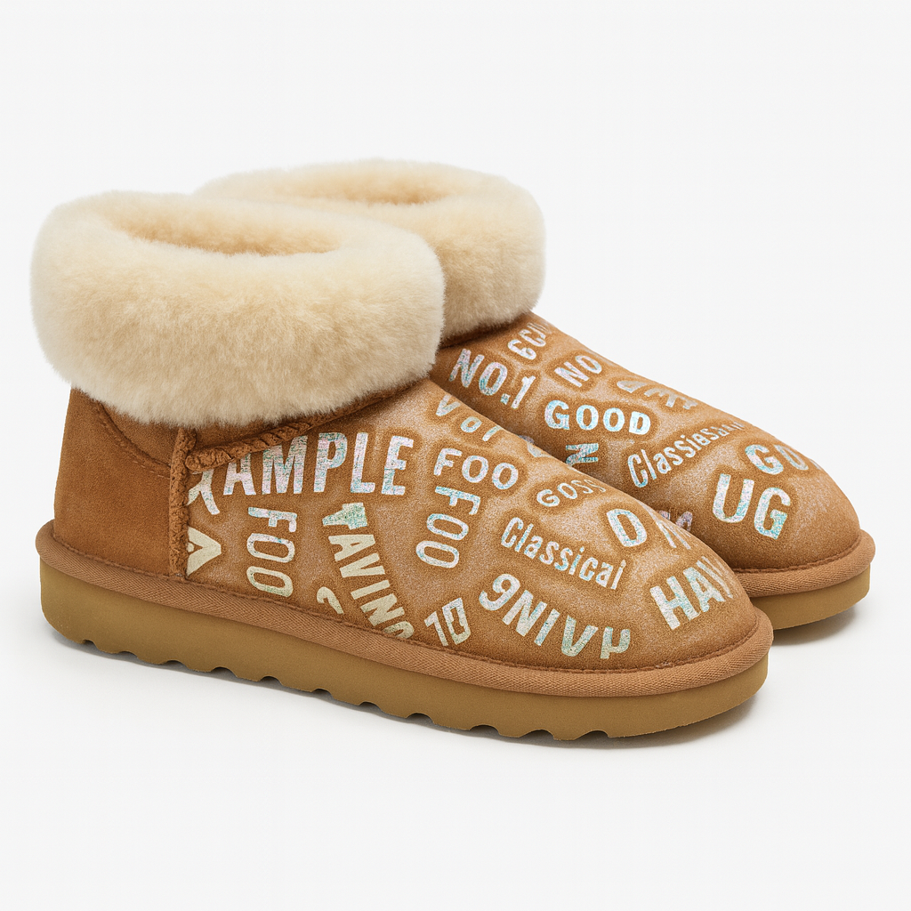 Damen australische Lammfell-Wolle-Mini-UGGs in Metallic Chestnut - 7