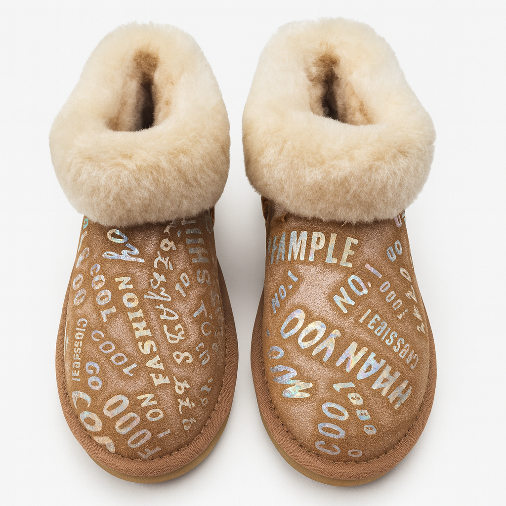 Damen australische Lammfell-Wolle-Mini-UGGs in Metallic Chestnut - 7