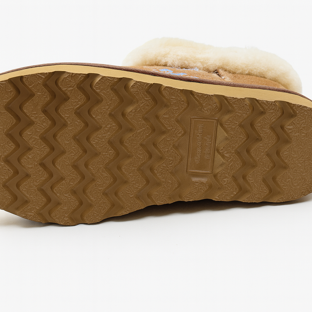 Damen australische Lammfell-Wolle-Mini-UGGs in Metallic Chestnut - 7