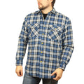 Herren Flanell Langarmhemd 100% Baumwolle Kariert - Durchgehende Knopfleiste - Spanisch Blau - 4XL