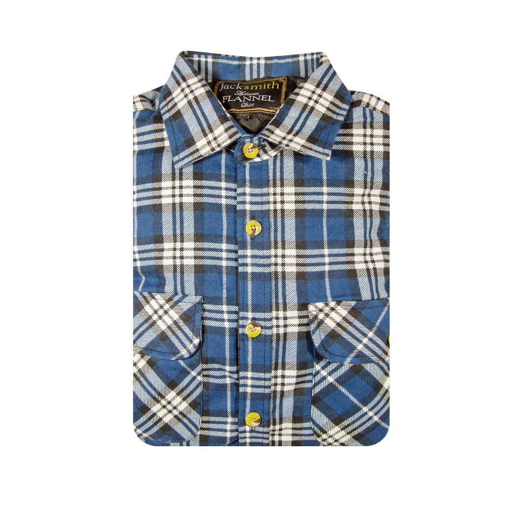 Herren Flanell Langarmhemd 100% Baumwolle Kariert - Durchgehende Knopfleiste - Spanisch Blau - 4XL