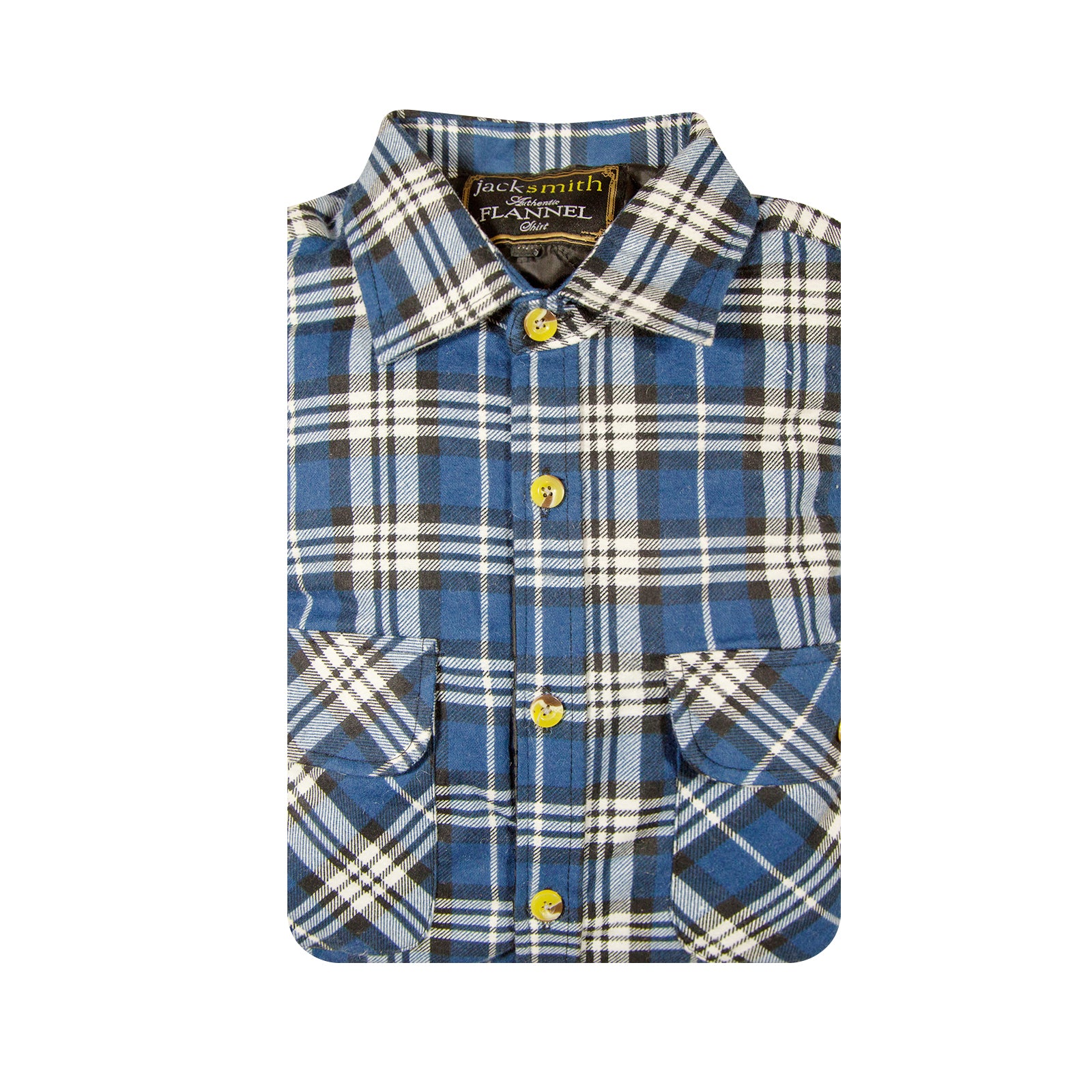 Herren Flanell Langarmhemd 100% Baumwolle Kariert - Durchgehende Knopfleiste - Spanisch Blau - 4XL