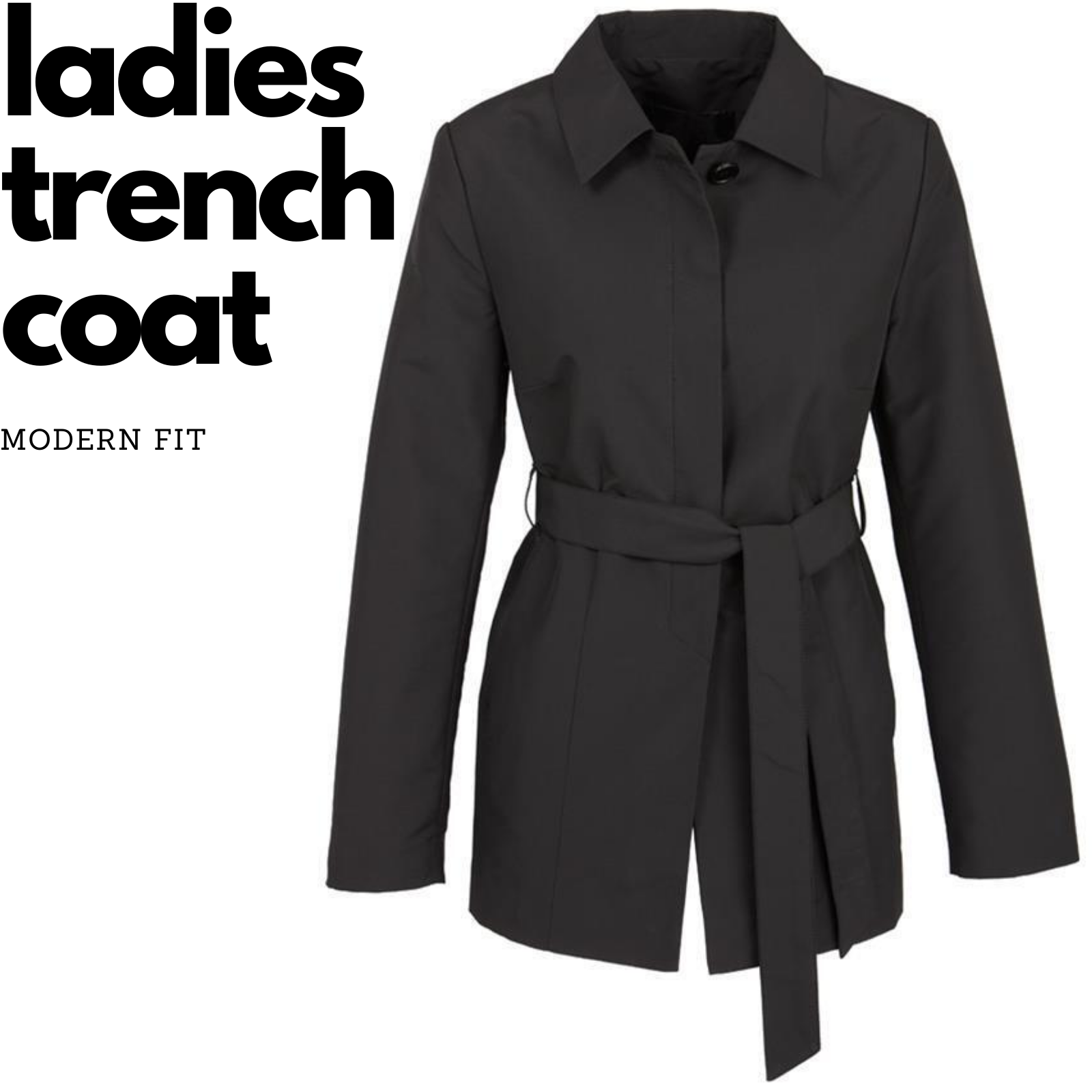 Damen Winter Trenchcoat Jacke Parka Mantel mit Knopfverschluss - Schwarz - XX-Large