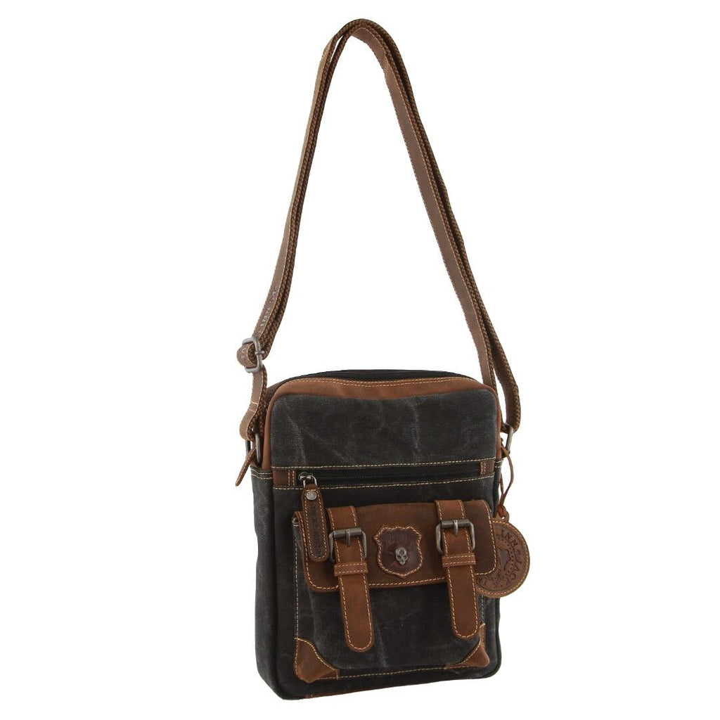 Jack's Inn Panama Kleine Umhängetasche aus Canvas und Leder Vintage in Cognac