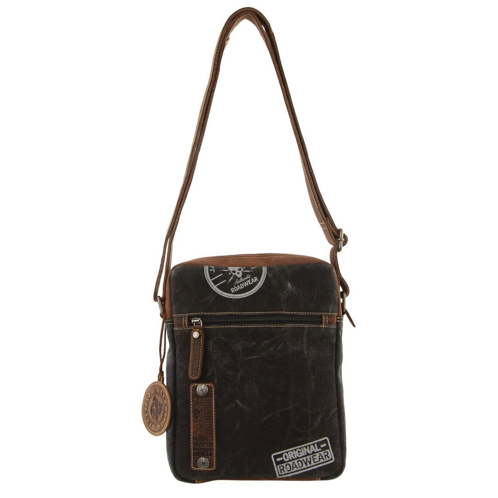 Jack's Inn Panama Kleine Umhängetasche aus Canvas und Leder Vintage in Cognac
