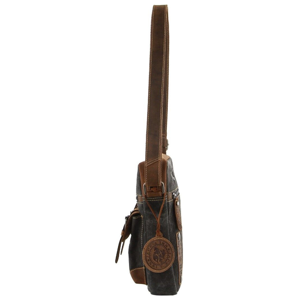 Jack's Inn Panama Kleine Umhängetasche aus Canvas und Leder Vintage in Cognac