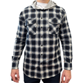 Herren Baumwoll-Flanellhemd mit Jersey-Kapuze Langarm-Flanell - Schwarz - L