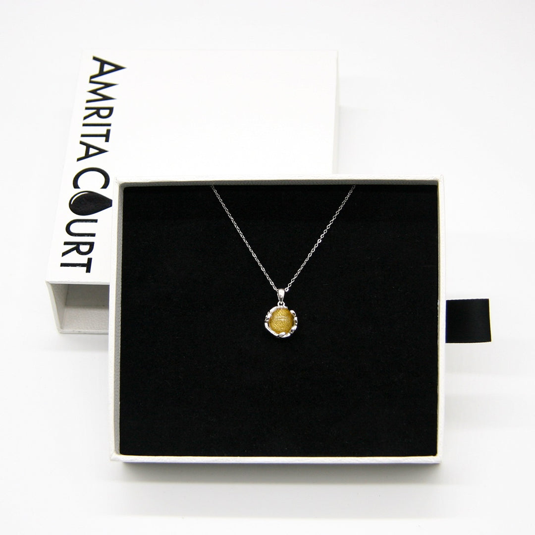 Geschenkbox - Aromakette Weißgold - Planet Jovian Gold (Goldgelb) + Purify Ölmischung