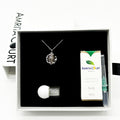 Geschenkbox - Aromakette Weißgold - Planet Lunar Lavendel (Lavendel Violett) + Reinigungsölmischung