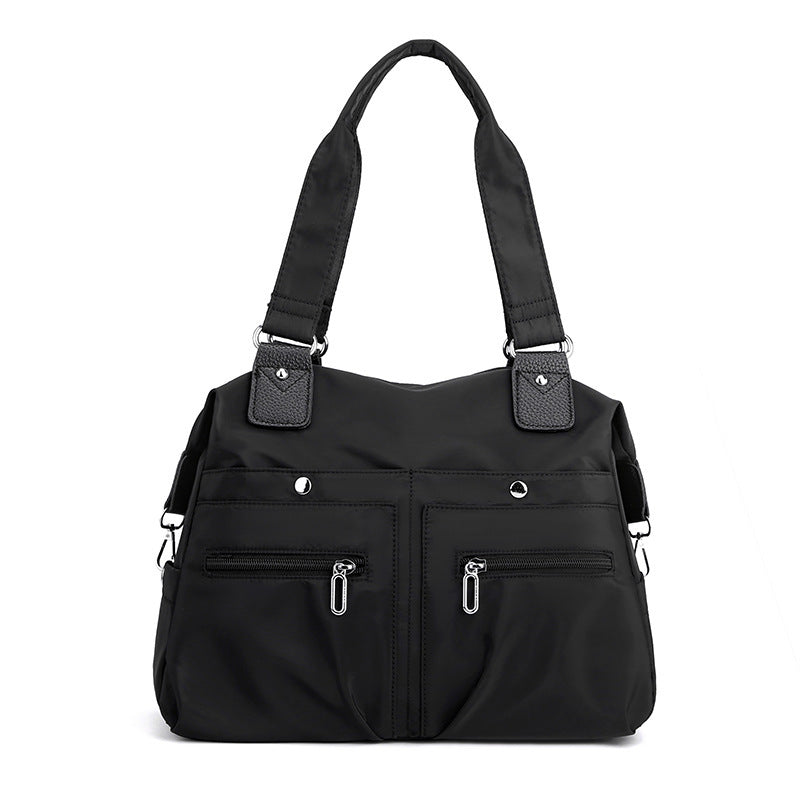 Schwarze, stylische Nylon-Einkaufstasche mit großem Fassungsvermögen für Arbeit und Pendeln | Umhängetasche mit mehreren Taschen | Modische Canvas-Tasche