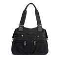 Schwarze, stylische Nylon-Einkaufstasche mit großem Fassungsvermögen für Arbeit und Pendeln | Umhängetasche mit mehreren Taschen | Modische Canvas-Tasche