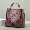 Lila Elegante Geprägte PU-Leder Tote Bag für Damen - Große Kapazität Handtasche mit Innentasche
