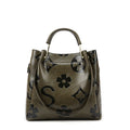 Dunkelgrüne elegante Tote Bag aus geprägtem PU-Leder für Damen – große Handtasche mit Innentasche