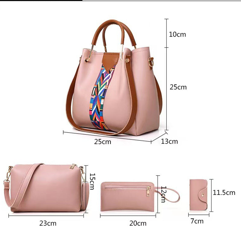 Grey Elegant 4-Piece Women's Handbag Set - Stylish PU Leather Tote, Shoulder Bag, Clutch, and Wallet for Every Occasion