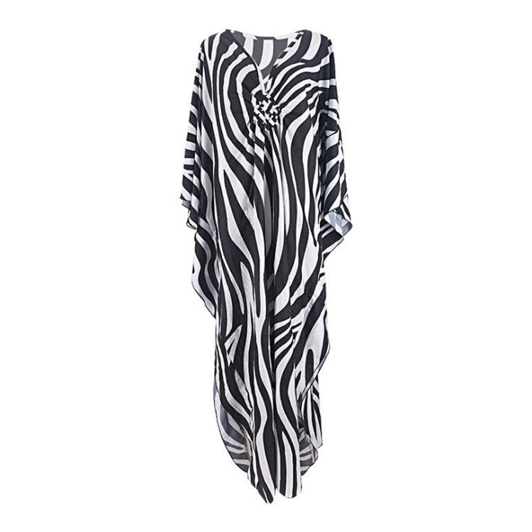 Zebramuster Kaftankleid in lockerer Passform – Strand-Cover-up im Resort-Stil für Damen