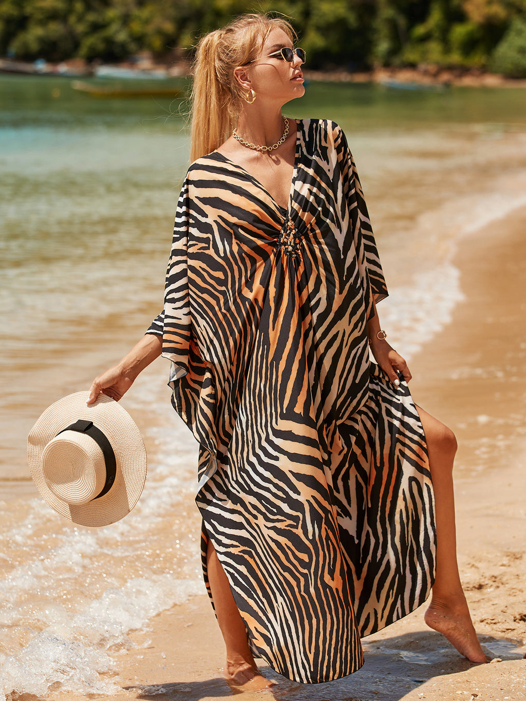 Style 2 Loose Fit Caftan Dress - Resort Style Beach Coverup for Women