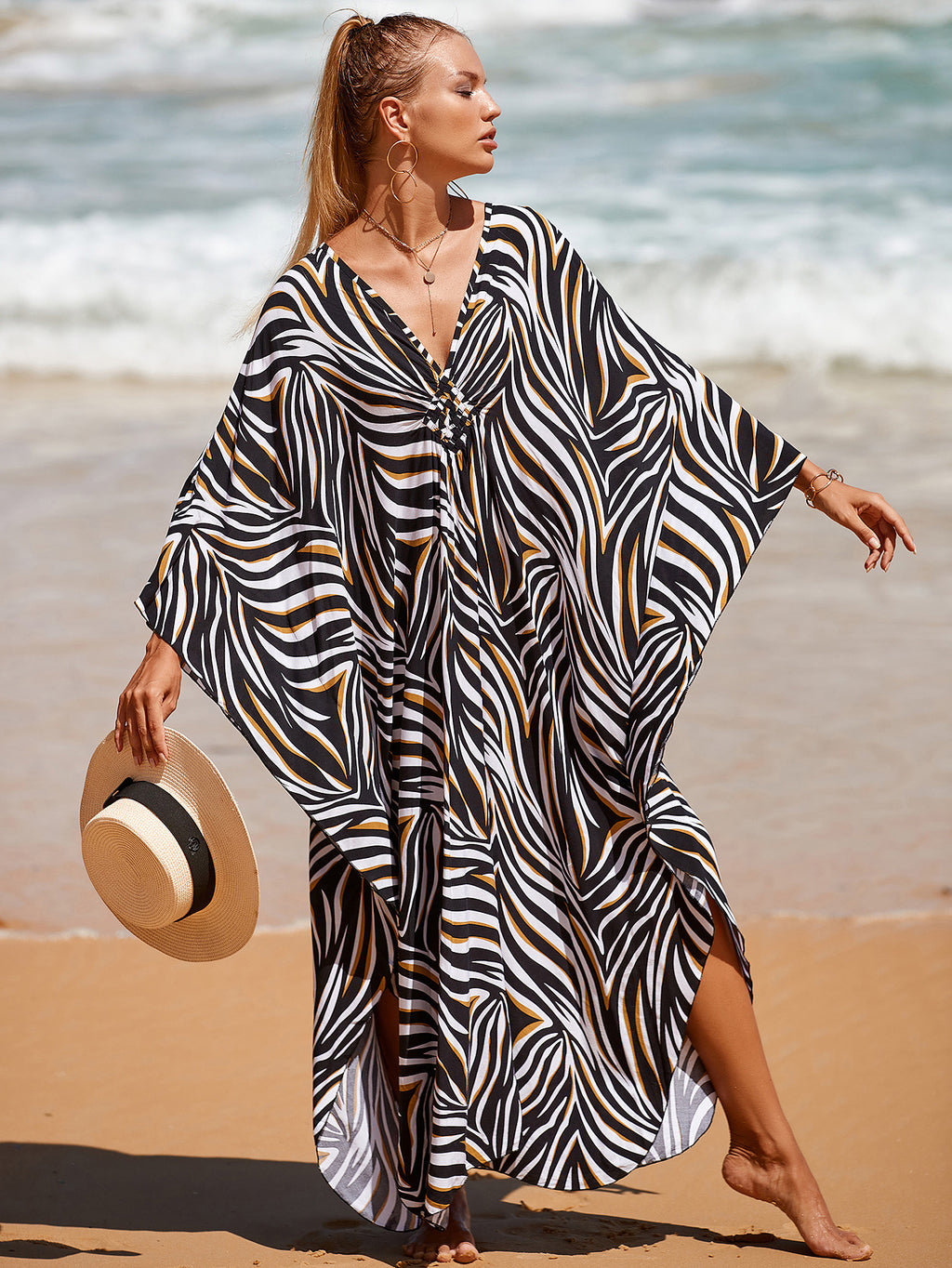Stil 3 Locker geschnittenes Kaftankleid – Resort-Style Strandüberwurf für Damen