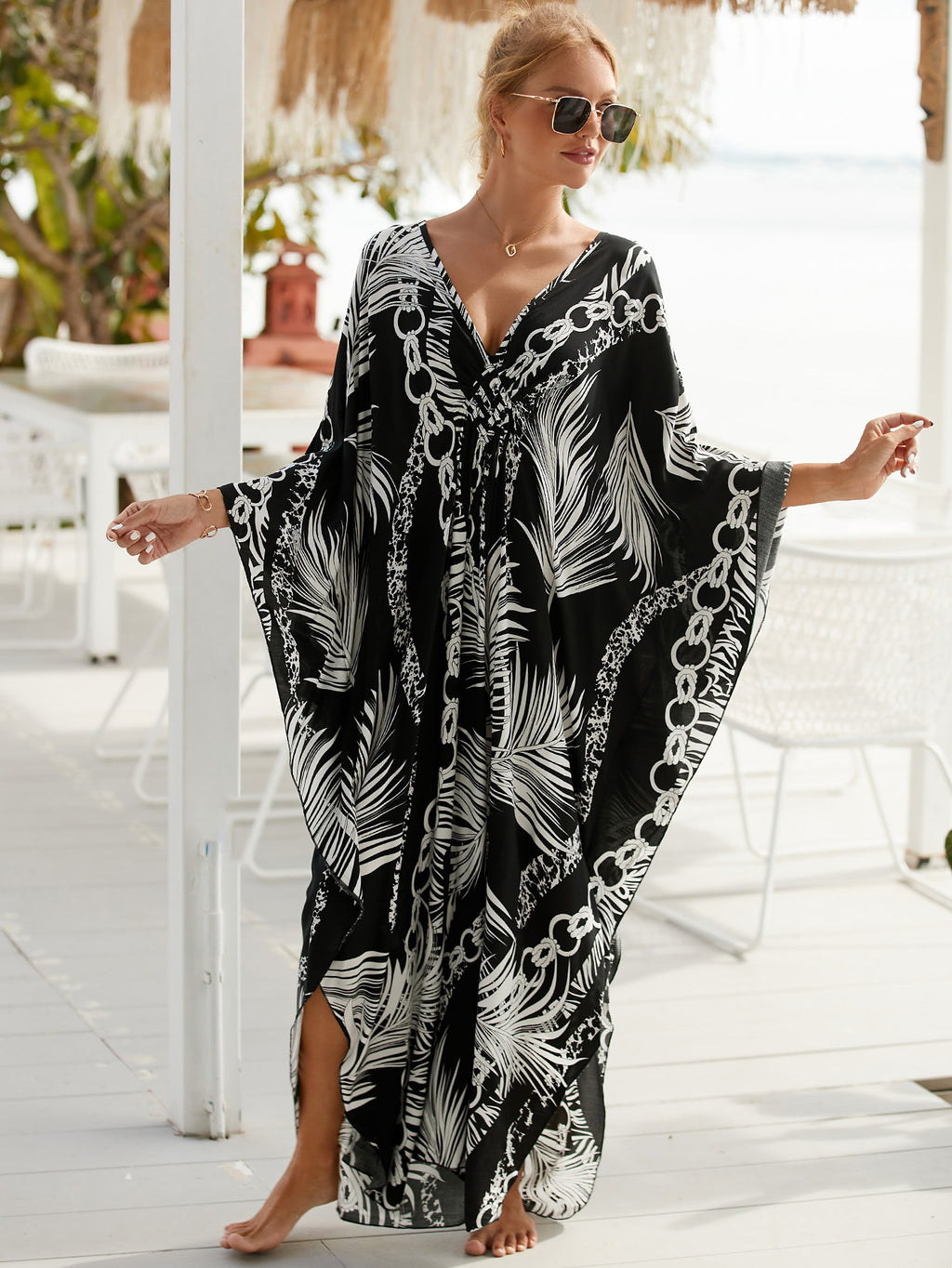 Stil 6 Weites Kaftankleid – Resort-Strandüberwurf für Damen