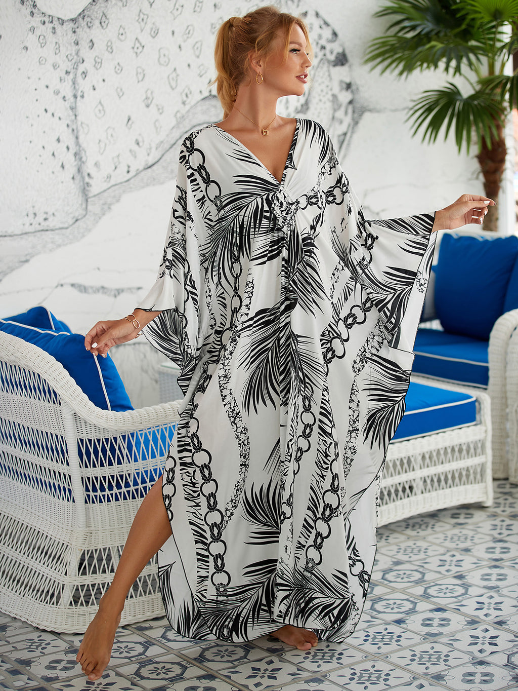 Stil 7 Locker geschnittenes Kaftankleid – Resort-Style Strandüberwurf für Damen