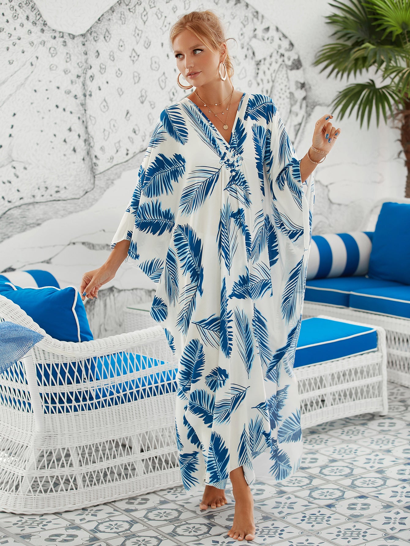 Modell 9 Lockeres Kaftankleid – Strand-Cover-up im Resort-Stil für Damen