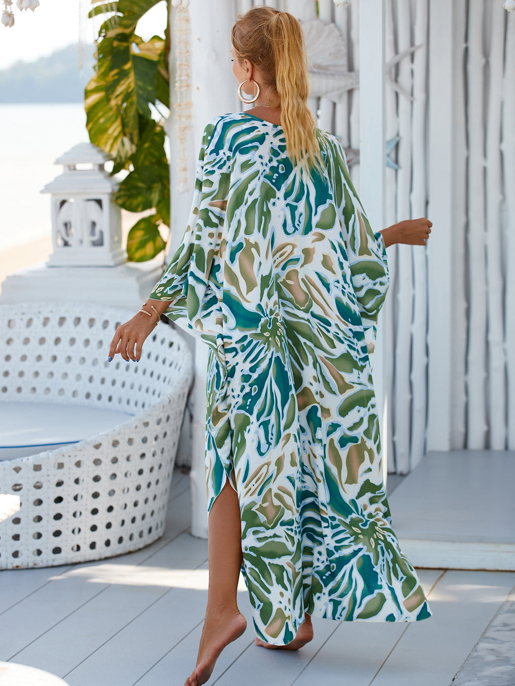Stil 10 Locker sitzendes Kaftankleid - Strand-Cover-up im Resort-Stil für Damen