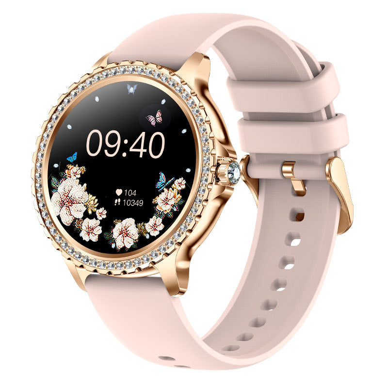 Elegante Damen-Smartwatch, HD-Touchscreen, Bluetooth-Anrufe, Gesundheitsüberwachung (Gold)