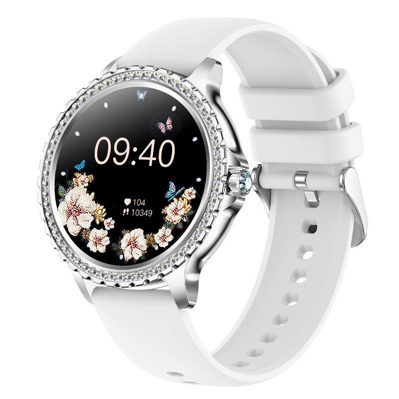 Elegante Damen Smartwatch, HD Touchscreen, Bluetooth Anrufe, Gesundheitsüberwachung (Silber)