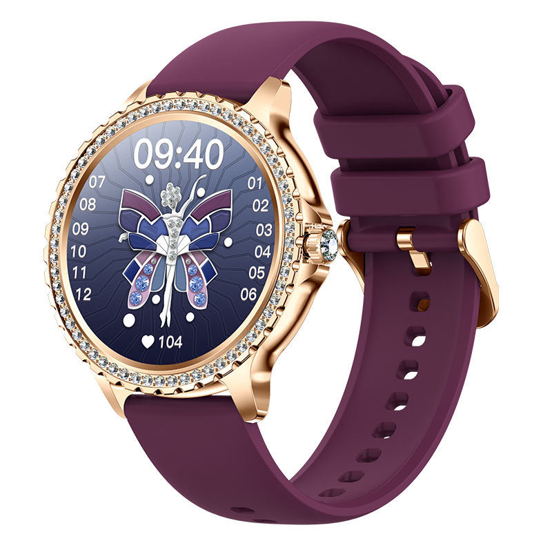 Elegante Damen Smartwatch, HD-Touchscreen, Bluetooth-Anrufe, Gesundheitsüberwachung (Lila)