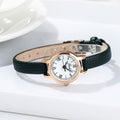 Rosafarbene Muschel-Zifferblatt Weiße Platte Grüner Gürtel Zarte Damenuhr - 20mm Zifferblatt mit römischen Ziffern, Lederarmband