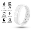 Weißes lautloses Vibrationsalarm-Smart-Silikonarmband mit 3 Alarmeinstellungen – diskretes Weckgerät für Jugendliche und Erwachsene (horizontale Version)