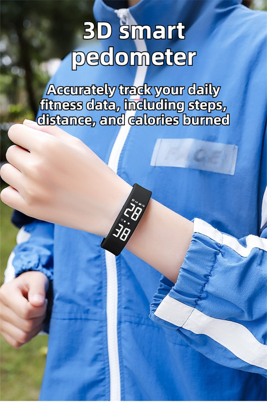 Weißes lautloses Vibrationsalarm-Smart-Silikonarmband mit 3 Alarmeinstellungen – diskretes Weckgerät für Jugendliche und Erwachsene (horizontale Version)