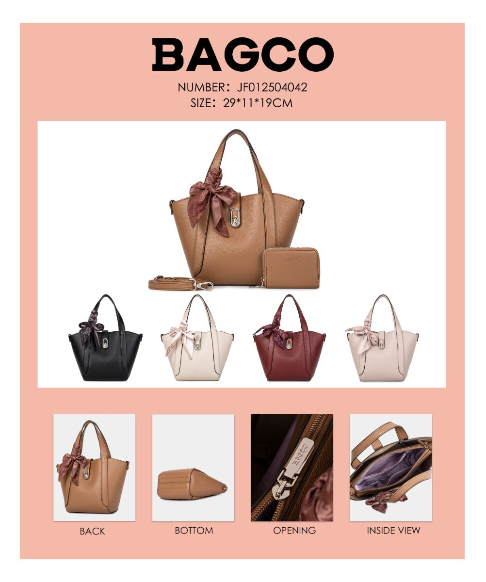 Bagco Noelle Leather Tote-Apricot