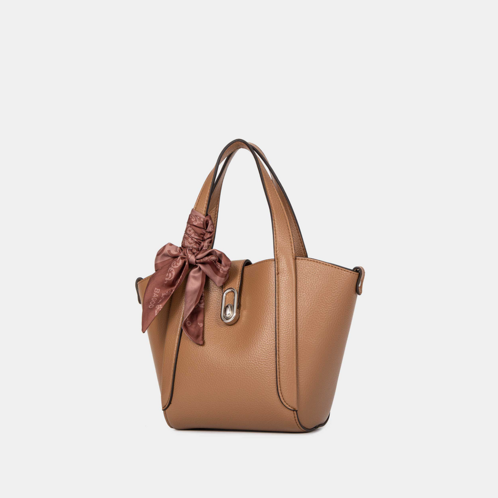 Bagco Noelle Leather Tote-Apricot