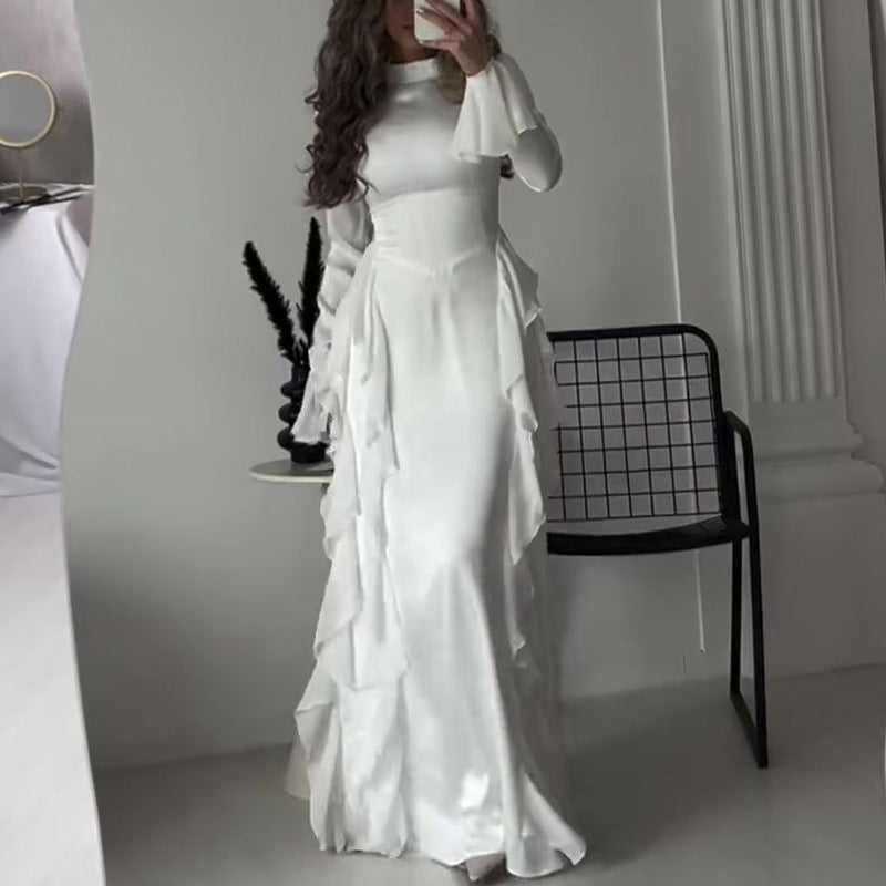 Damen Kleid mit Glockenärmeln und hoher Taille