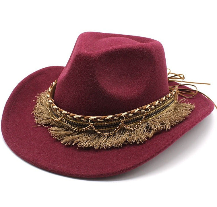 Ethnic Style Cotton Felt Hat with Feather Details