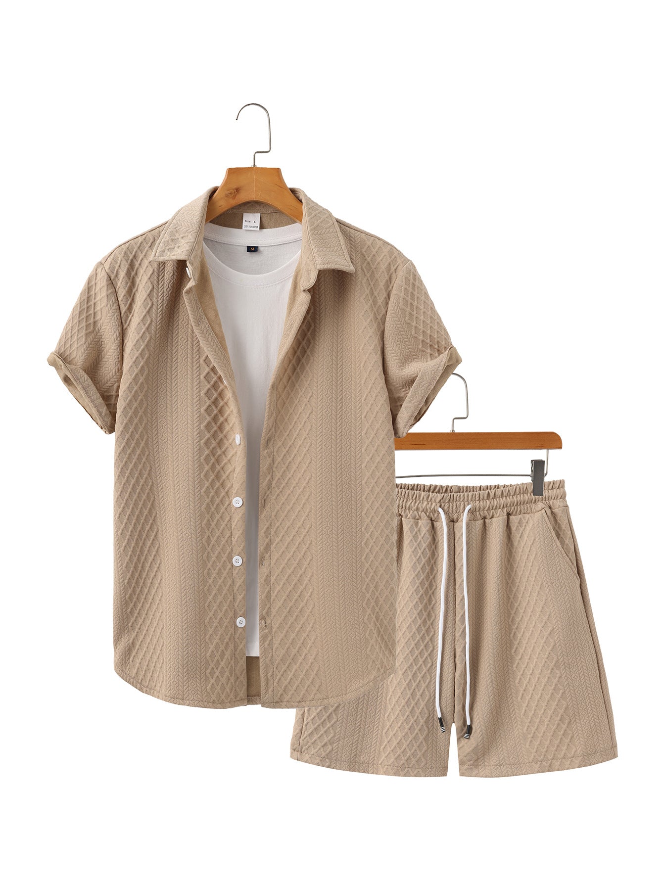 Mens Casual Short Sleeve Shirt and Shorts Set