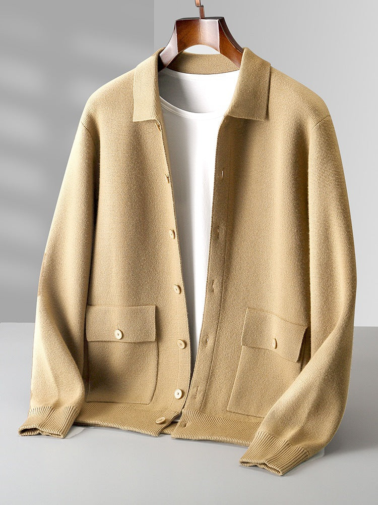 Herren-Strickjacke mit Revers aus Wolle