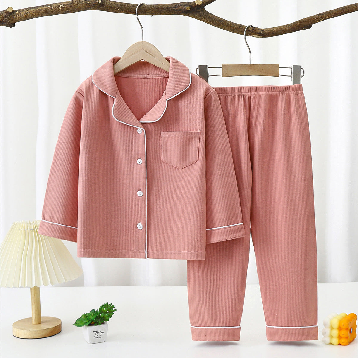 Kids' Long Sleeve Lapel Pajama Set