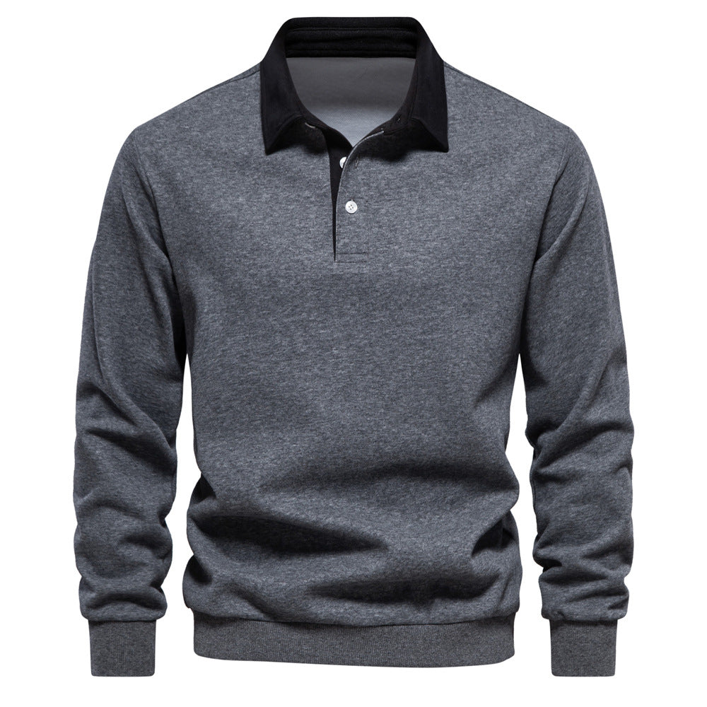 Mens Long Sleeve Polo Shirt Casual Cotton Top