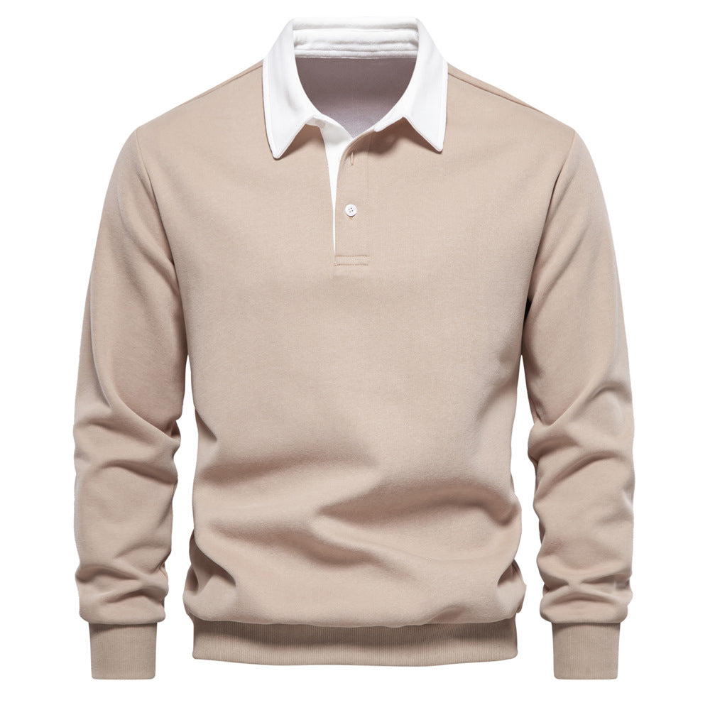 Mens Long Sleeve Polo Shirt Casual Cotton Top