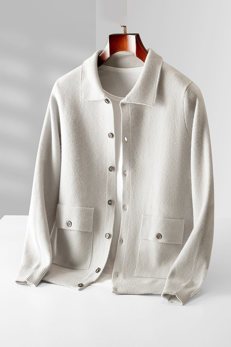 Mens Wool Lapel Cardigan