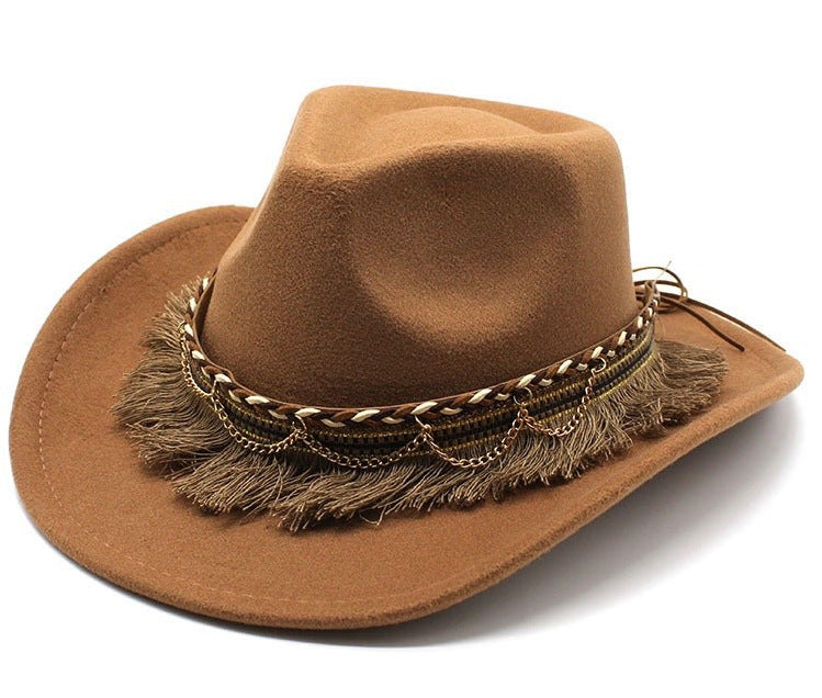 Ethnic Style Cotton Felt Hat with Feather Details